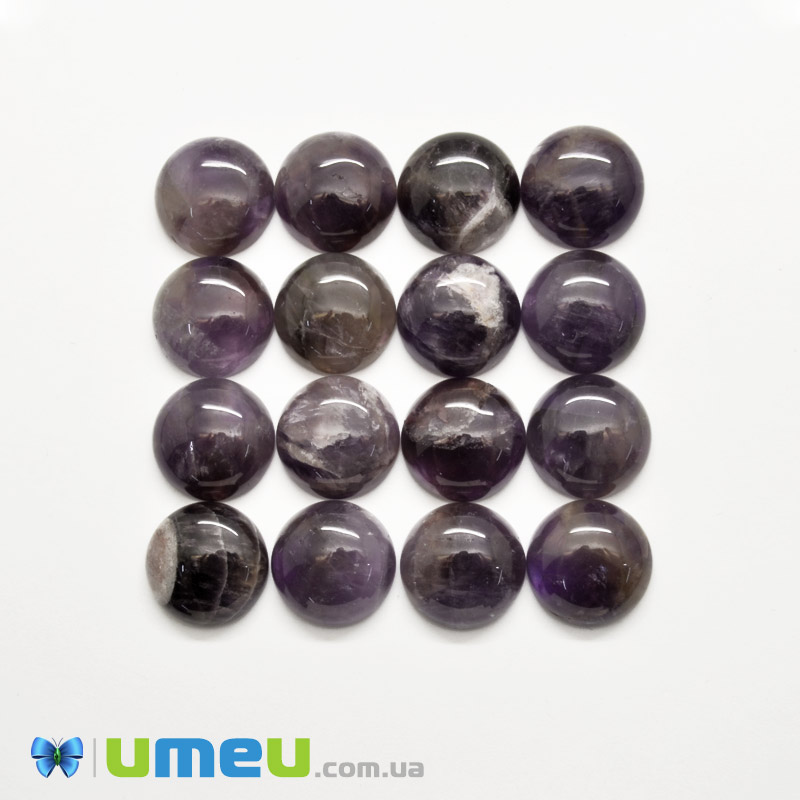 Кабошон нат. камінь Аметист, Круглий, 16 мм (KAB-050562)