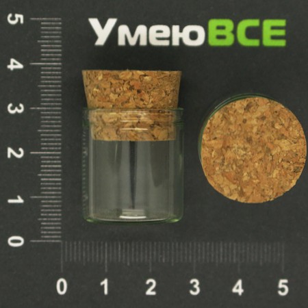 Скляна баночка з пробкою, 30х22 мм (DIF-006681)