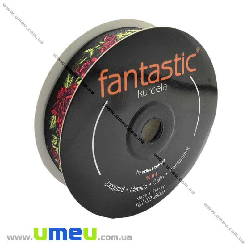 Тесьма Fantastic цветы, 25 мм, Красная (LEN-010954)