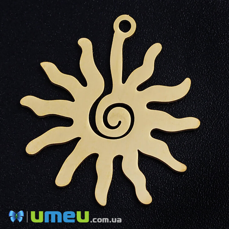Підвіска з нержавіючої сталі Сонце, 24х22 мм, Золото (STL-043144)