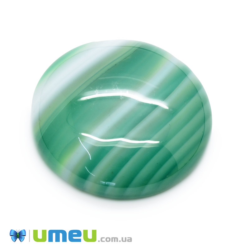 Кабошон нат. камінь Агат зелений, Круглий, 25 мм (KAB-050015)