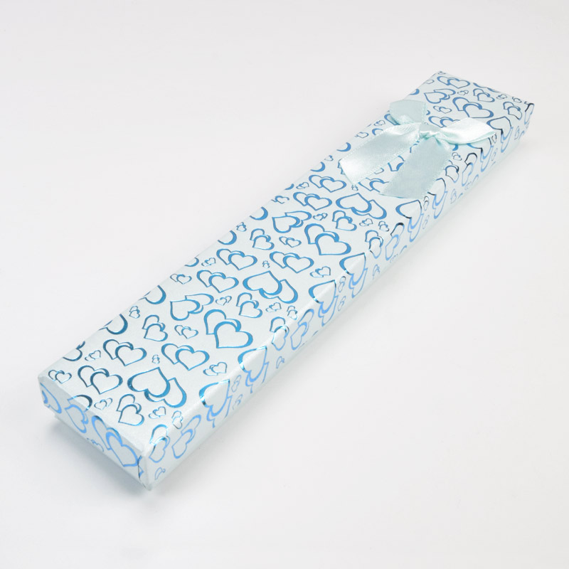 Подарункова коробочка Прямокутна з сердечками, 21х4х2 см, Блакитна (UPK-035933)