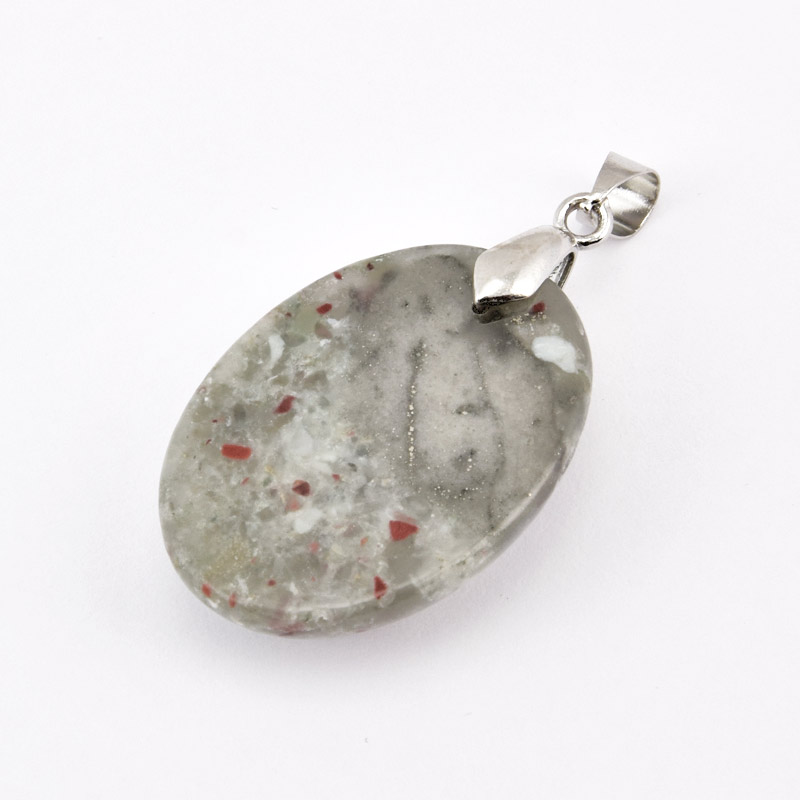 Підвіска Овал, Натур. камінь Геліотроп, 30х22 мм (POD-058722)