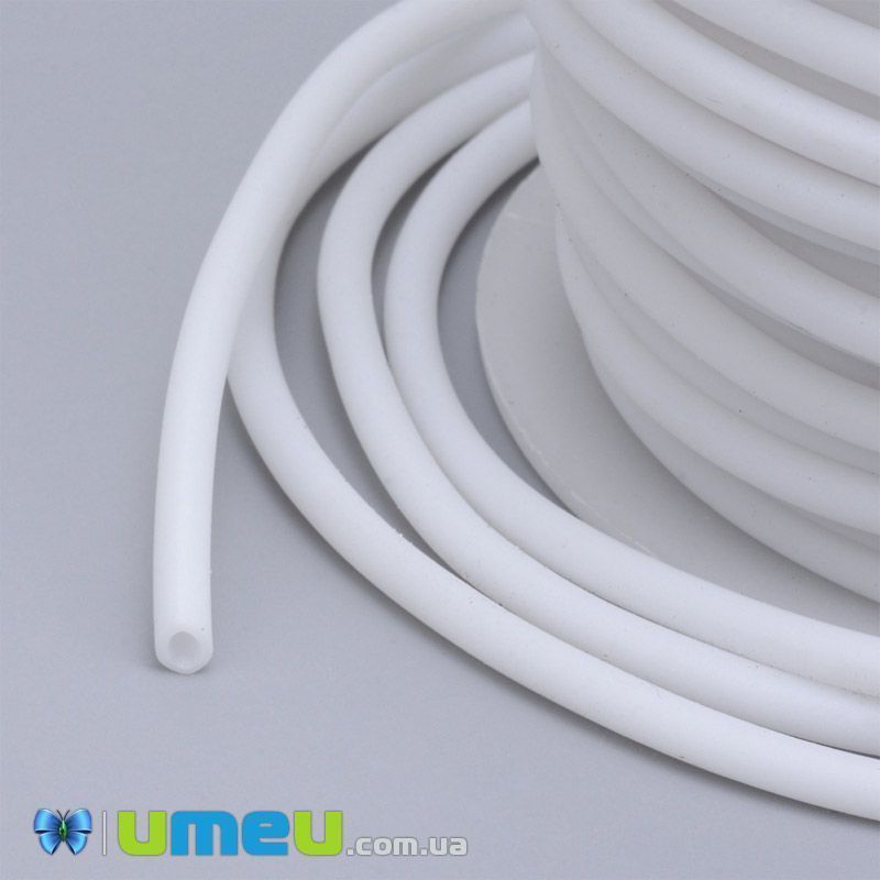 Шнур каучуковый полый, 3 мм, Белый (LEN-040185)