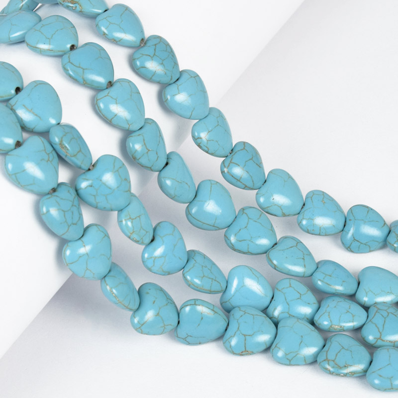 Намистини Бірюза пофарбована, Синт. камінь, 12х12х6 мм, Серце (BUS-057529)