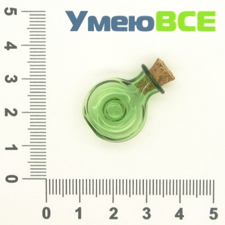 Стеклянная баночка Круглая, Зеленая, 25х19 мм (DIF-006694)