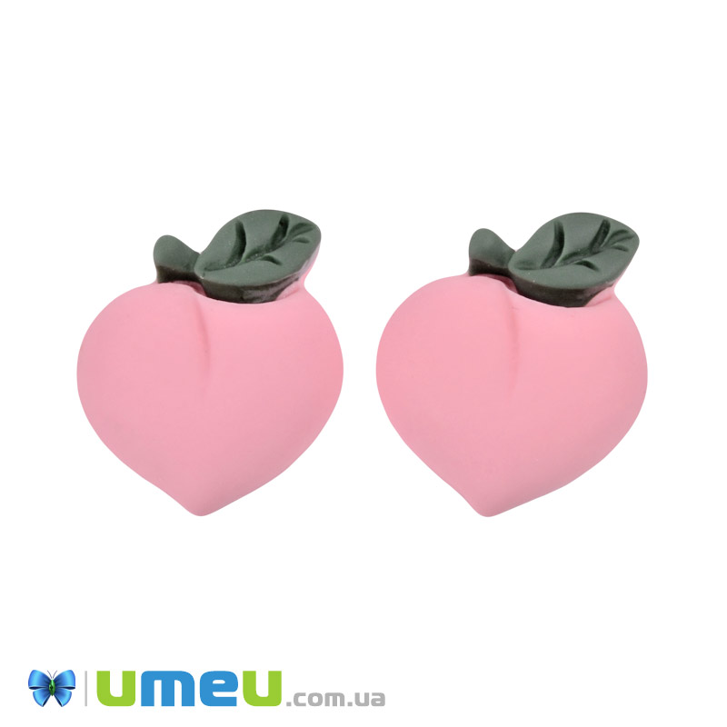 Кабошон із полімерної глини, Персик, 19х16 мм, Рожевий (DIF-050807)