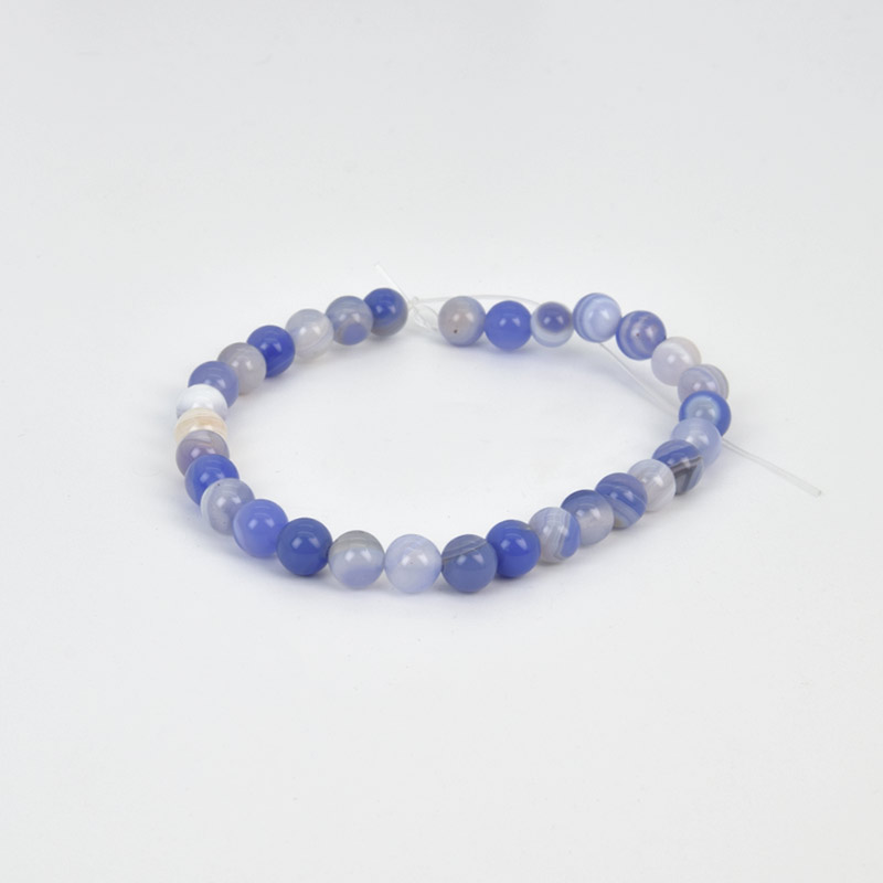 Намистини Агат блакитний, Натур. камінь, 6 мм, Круглі, 18 см (BUS-058046)