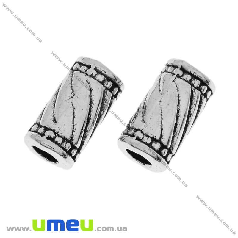 Намистина мет. Трубочка, 11х6 мм, Античне срібло (BUS-029883)