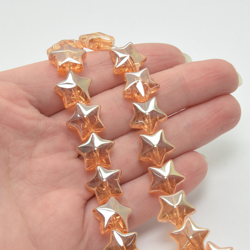 Намистини скляні, Зірка, 13х7 мм, Помаранчеві (BUS-057501)