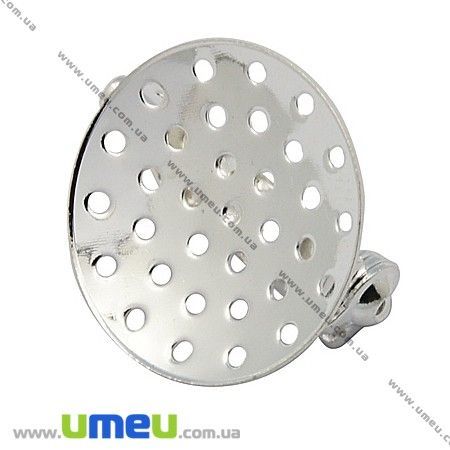 Основа для брошки з ситечком, 18 мм, Темне срібло (OSN-001391)