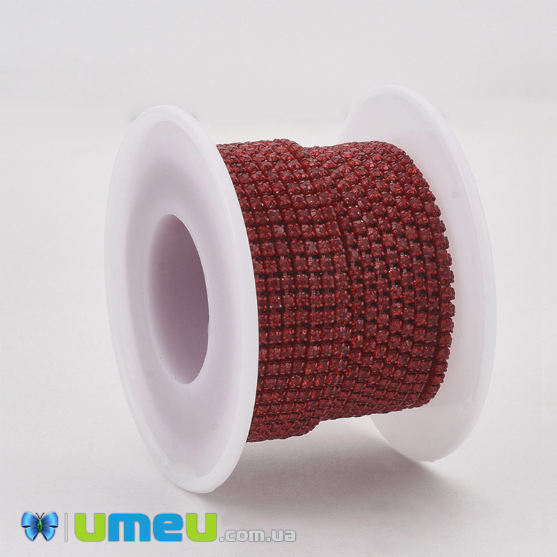 Стразовий ланцюг SS6 - 2,0 мм, Червоний, Стрази скляні червоні (ZEP-040476)