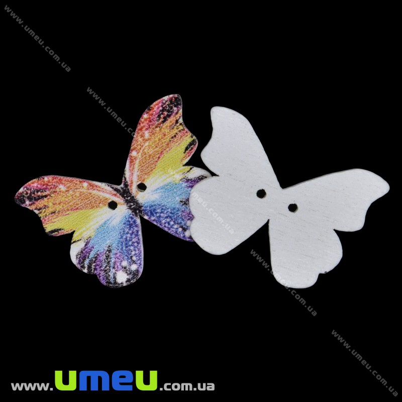 Декоративний пришивний елемент Метелик, 28х20 мм, Жовтий (DIF-021297)