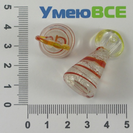 Підвіска скляна Цукерка, Червона, 37х17 мм (POD-001315)