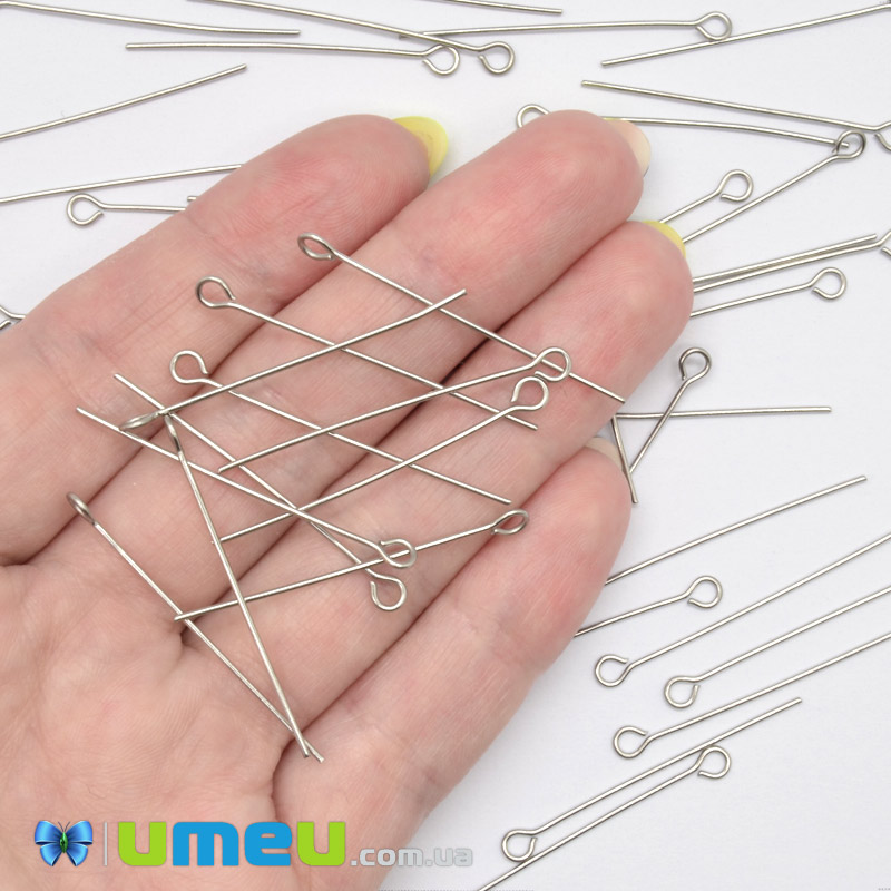 Булавки із нерж. сталі, 35 мм, Темне срібло (STL-056220)