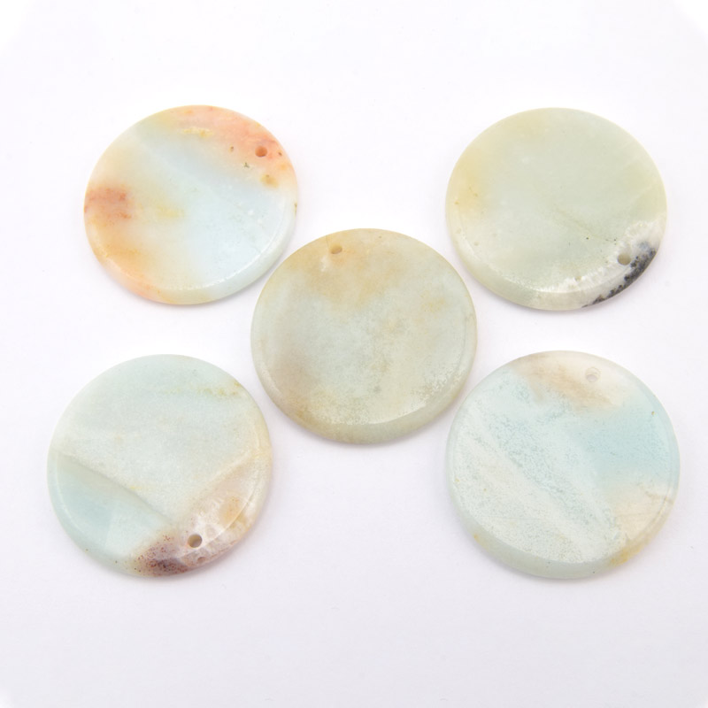 Підвіска Кругла плоска, Натур. камінь Амазоніт, 30 мм (POD-058639)
