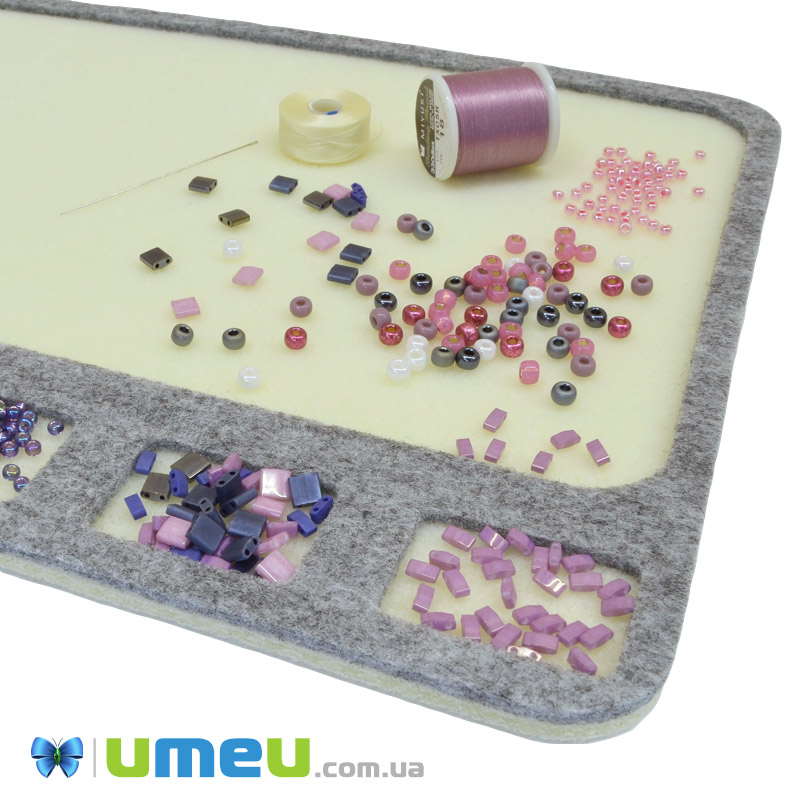 Килимок для бісеру з поділами, 27х20,5 см, Бежево-сірий (INS-045274)