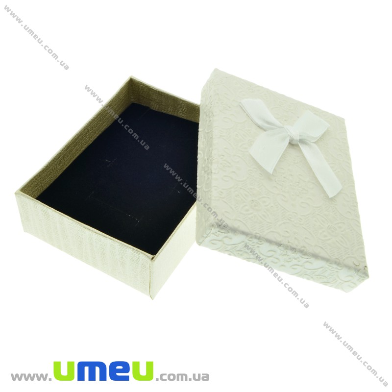 Подарункова коробочка Прямокутна з візерунком, 9х7х3 см, Біла (UPK-023102)