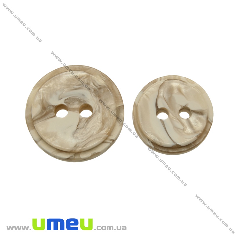 Гудзик пластиковий Круглий, 15 мм, Бежевий (PUG-021395)