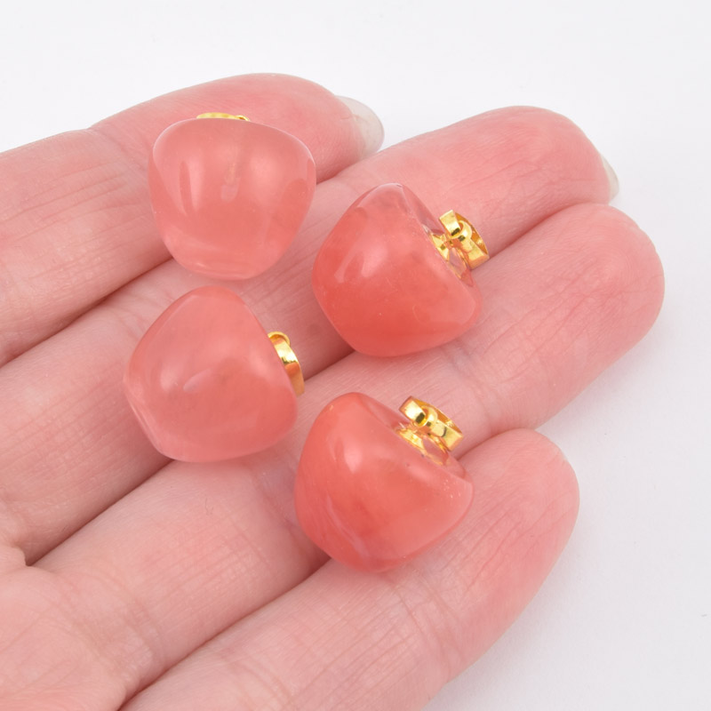 Підвіска Яблуко, Натур. камінь Кварц вишневий, 14,5х14 мм (POD-058582)