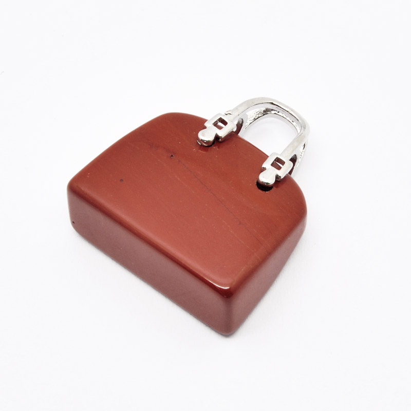 Підвіска Сумочка, Натур. камінь Яшма червона, 27х25х10 мм (POD-054421)