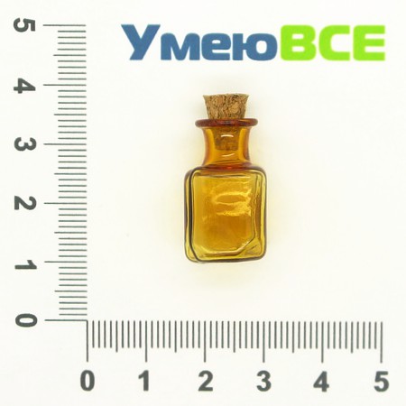 Скляна баночка Прямокутна, Коричнева, 24х19 мм (DIF-006685)