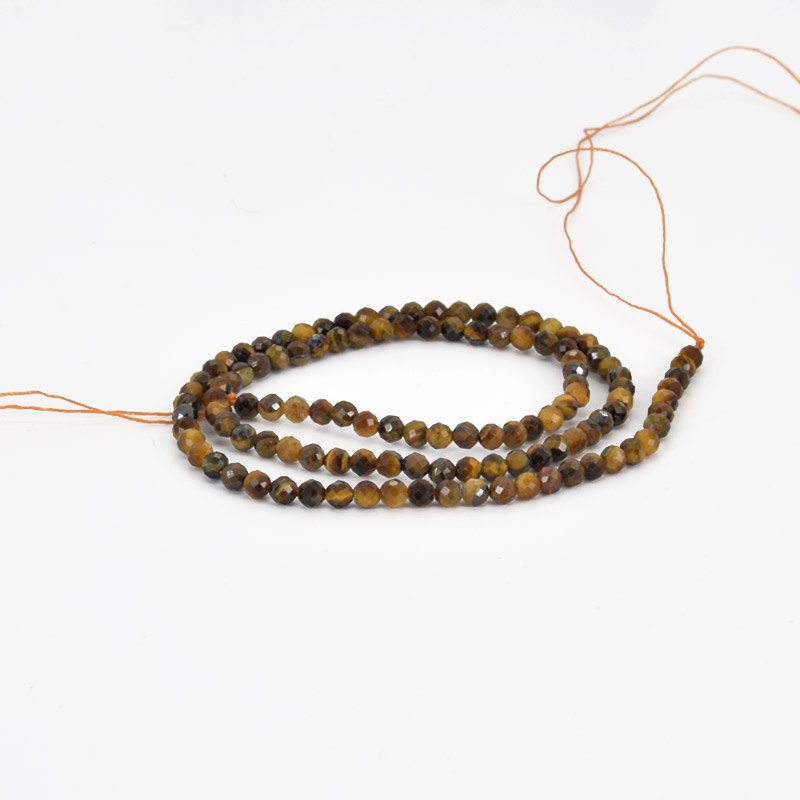 Намистини Тигрове око, Натур. камінь, 3,5 мм, Круглі грановані (BUS-058194)