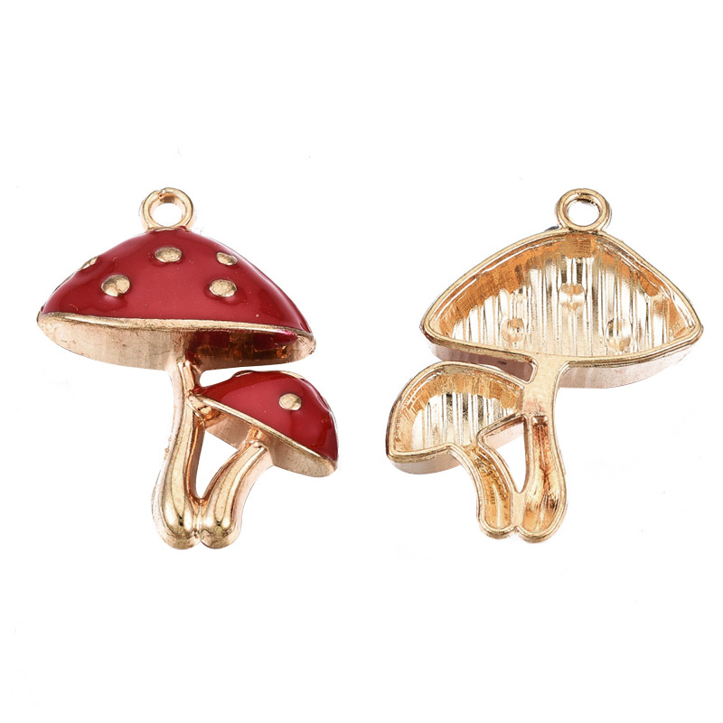 Підвіска метал. Грибочки червоні, 26,5х20 мм, Золото (POD-053644)