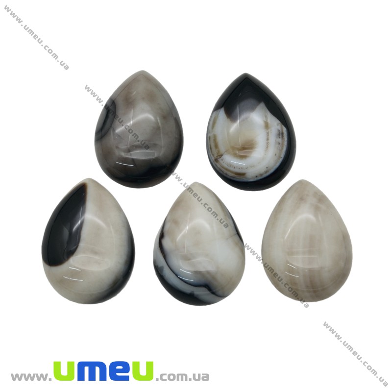 Кабошон нат. камень Агат, Капля, 25х18 мм (KAB-020293)