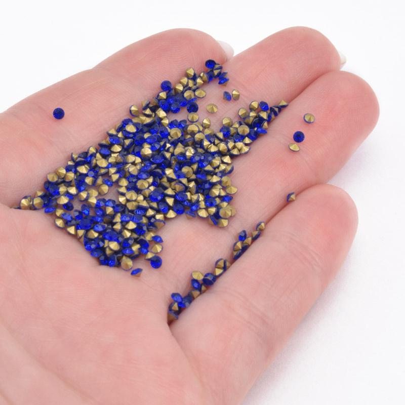 Стрази скляні конусні SS6 (2,0 мм), Сині (STR-059344)