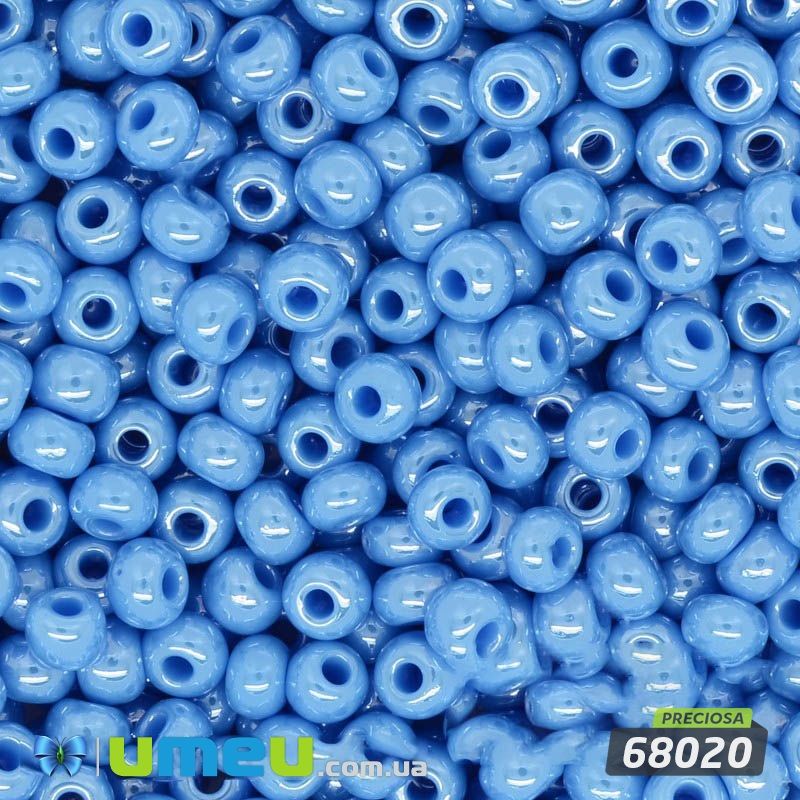 Бісер чеський 6/0, №68020, Блакитний, Перламутровий (BIS-031249)