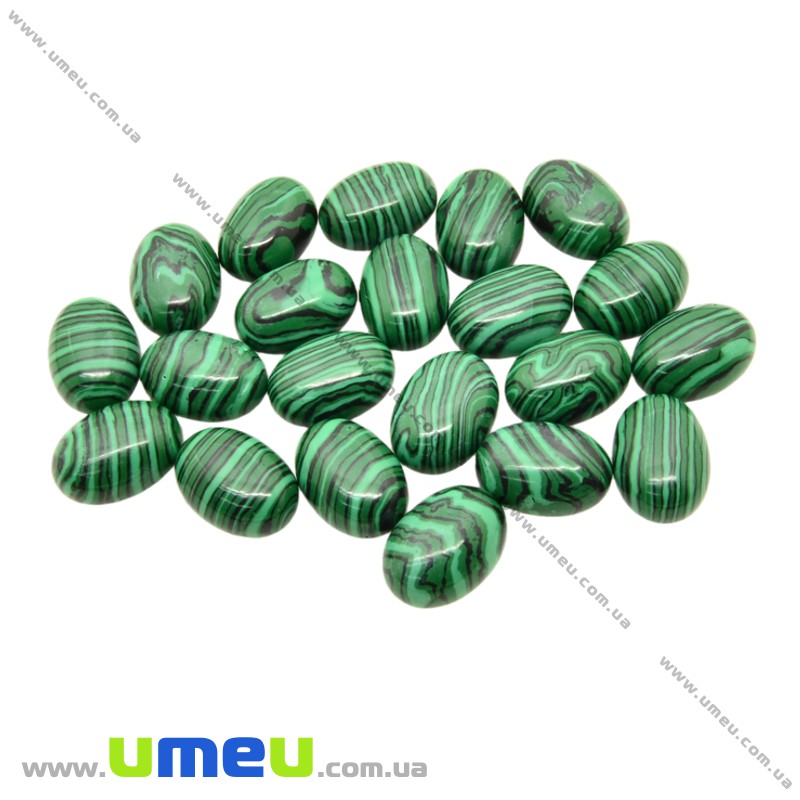 Кабошон нат. камень Малахит (синт.), Овал, 18х13 мм (KAB-025982)