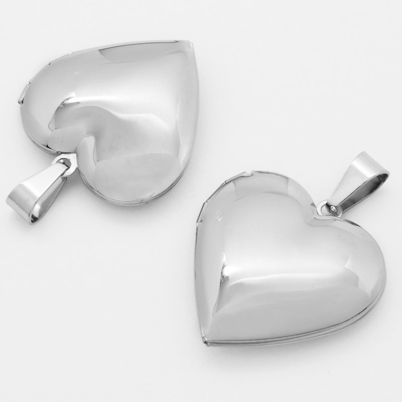 Медальон Сердце из нержавеющей стали, 29х29х7 мм, Темное серебро (STL-054450)