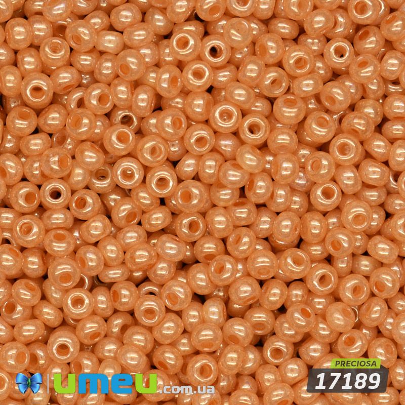 Бісер чеський №866/17189, Помаранчевий, Перламутровий, 10/0 (BIS-047751)