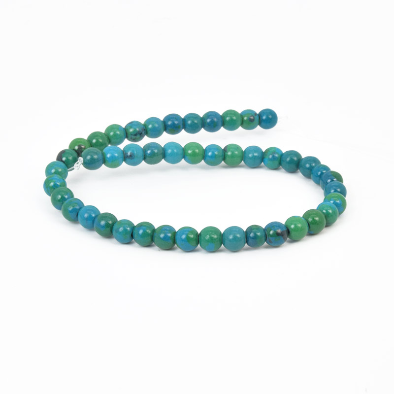 Намистини Хризоколла, Синт. камінь, 6 мм, Круглі, 26 см (BUS-058054)