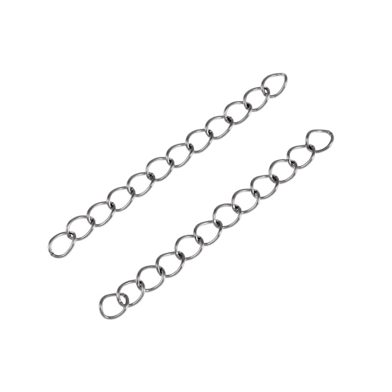 Ланцюг-подовжувач з нержавіючої сталі, 4,5-5 см, Темне срібло, 5х4 мм (ZEP-055295)