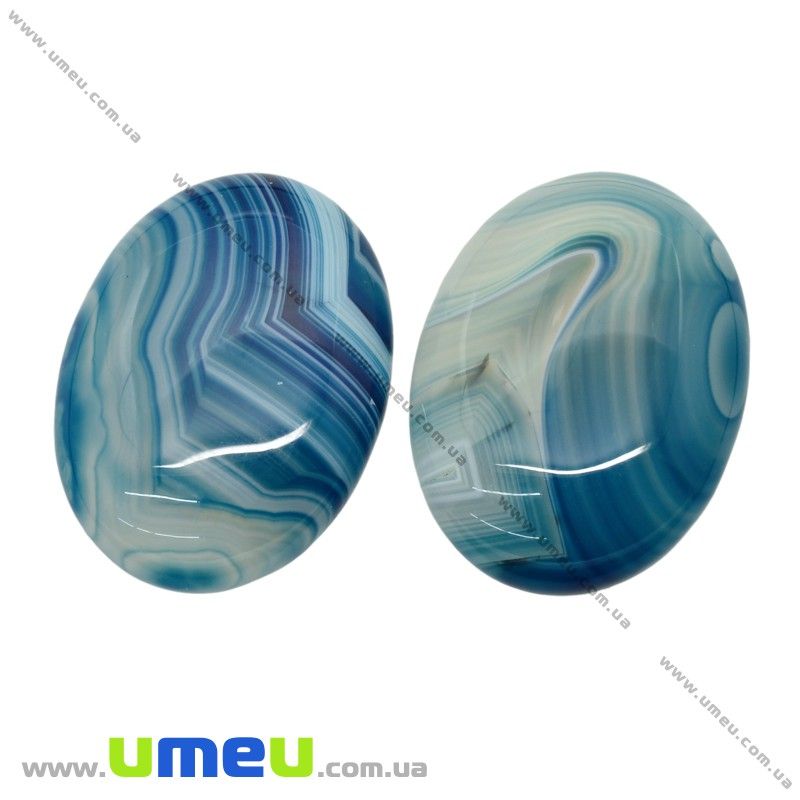 Кабошон нат. камінь Агат синій, Овал, 40х30 мм (KAB-025974)