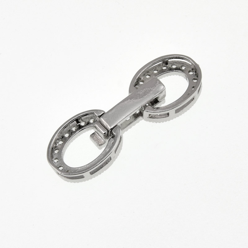 Застёжка, 27х8,5 мм, Латунь с покрытием Родий, Куб. цирконий (ZAM-060830)