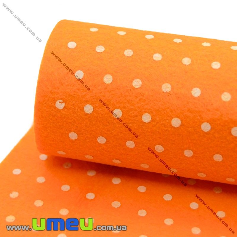 Фетр Горошек 1 мм, 10х15 см, 109 Оранжевый, 1 шт (FLT-011521)