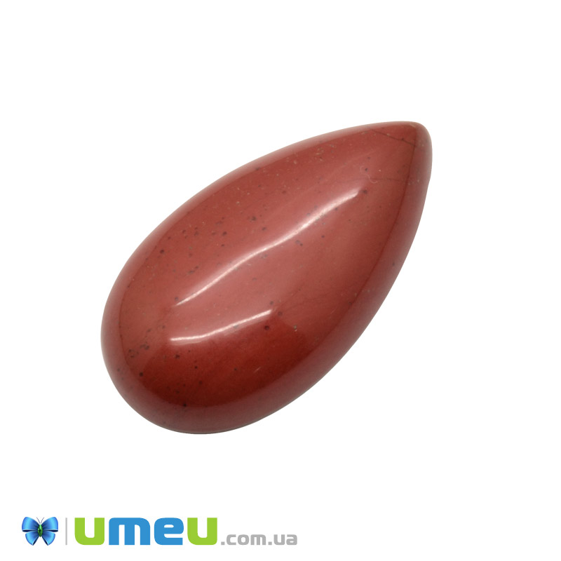 Кабошон нат. камінь Яшма червона, Крапля, 27,6 х15,5 мм (KAB-050647)