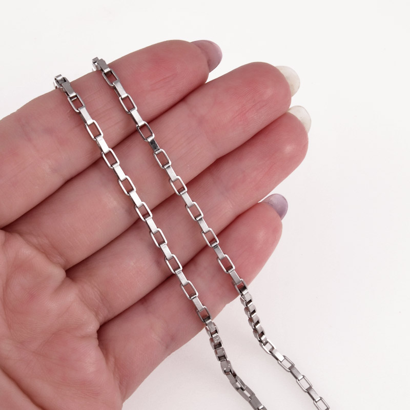 Цепь из нержавеющей стали, 2 мм, Темное серебро (ZEP-055334)