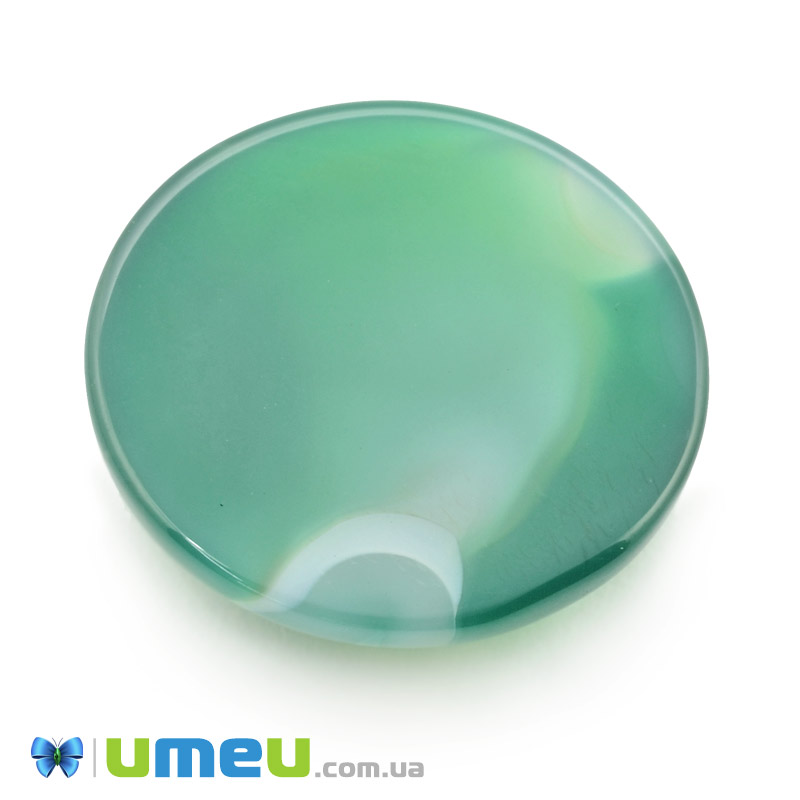 Кабошон нат. камінь Агат зелений, Круглий, 25,2 мм (KAB-050005)