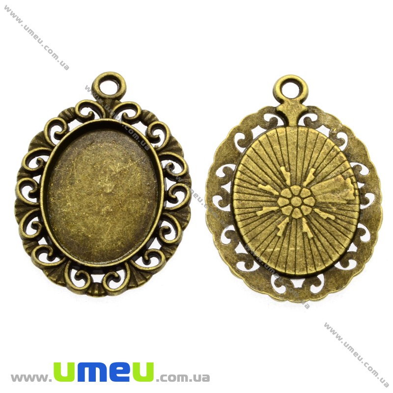 Основа овальна ажурна, 30х21 мм, 18х13 мм, Антична бронза (OSN-009639)