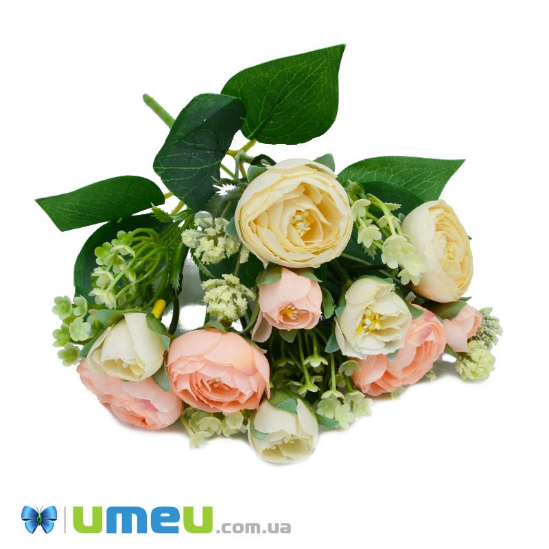 Букет півонії, 30 см, Персиково-жовтий (DIF-045826)