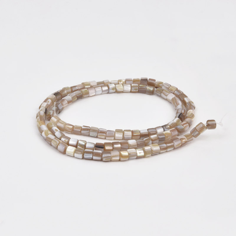 Бусины Перламутр бежевый, Натур. камень, 4х3 мм, Бочонок (BUS-058124)