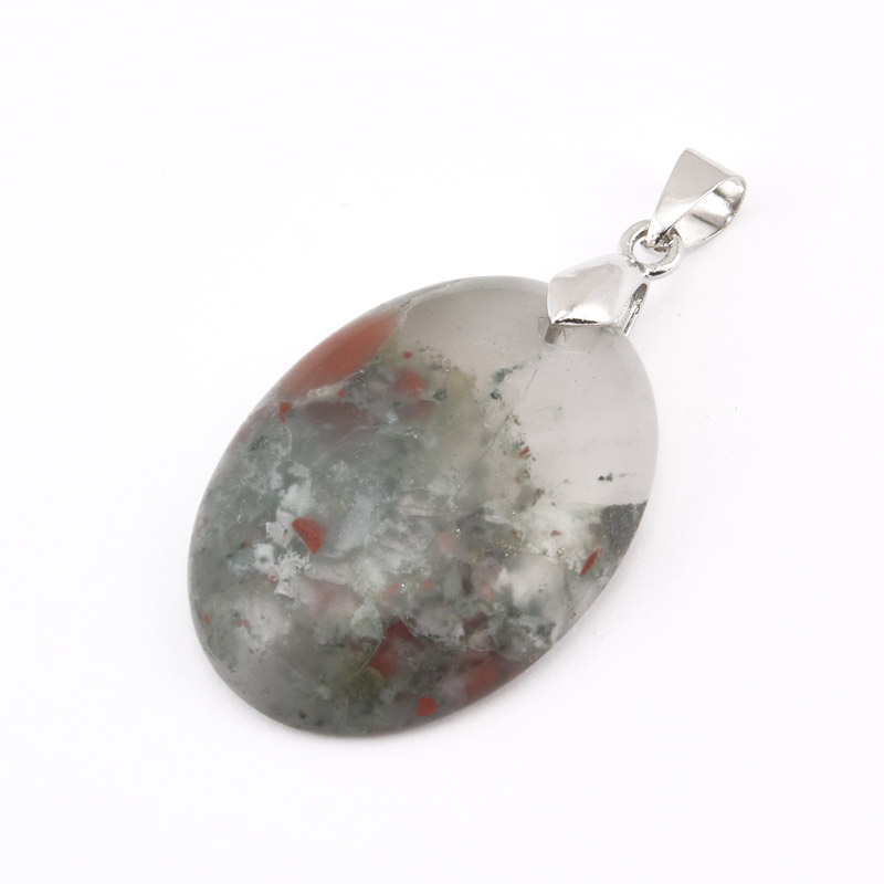 Підвіска Овал, Натур. камінь Геліотроп, 30х22 мм (POD-058725)