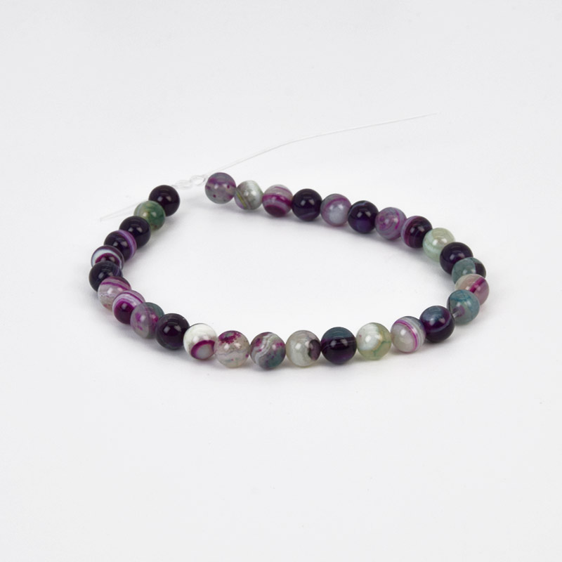 Намистини Агат фіолетовий, Натур. камінь, 6 мм, Круглі, 18 см (BUS-058042)