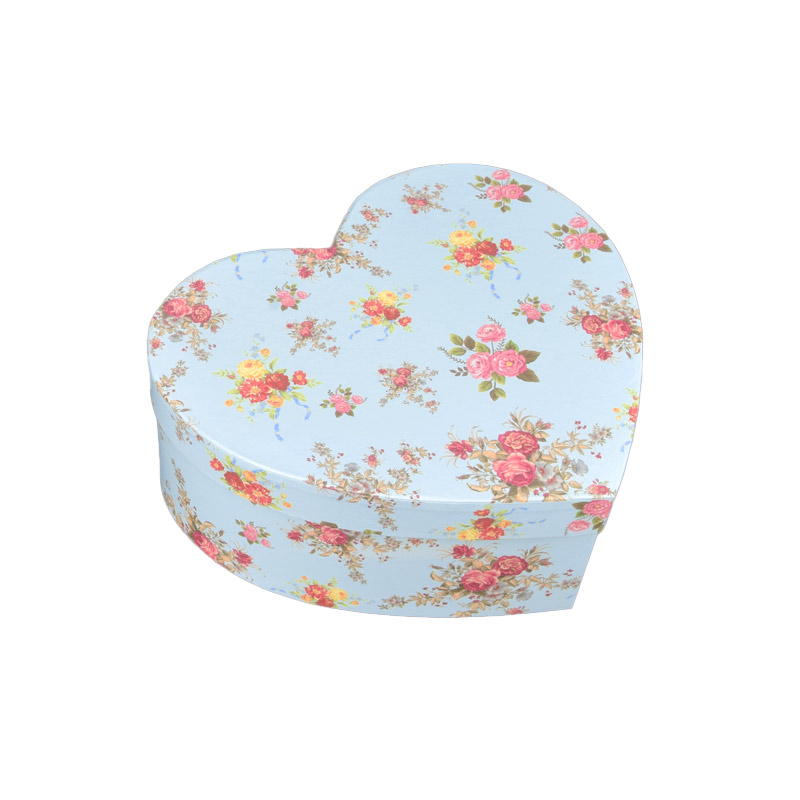 Подарункова коробка Серце з принтом, 22х19х8,5 см, Блакитна (UPK-060634)