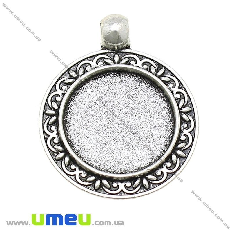 Основа кругла, 32х26 мм, 18 мм, Античне срібло (OSN-028259)