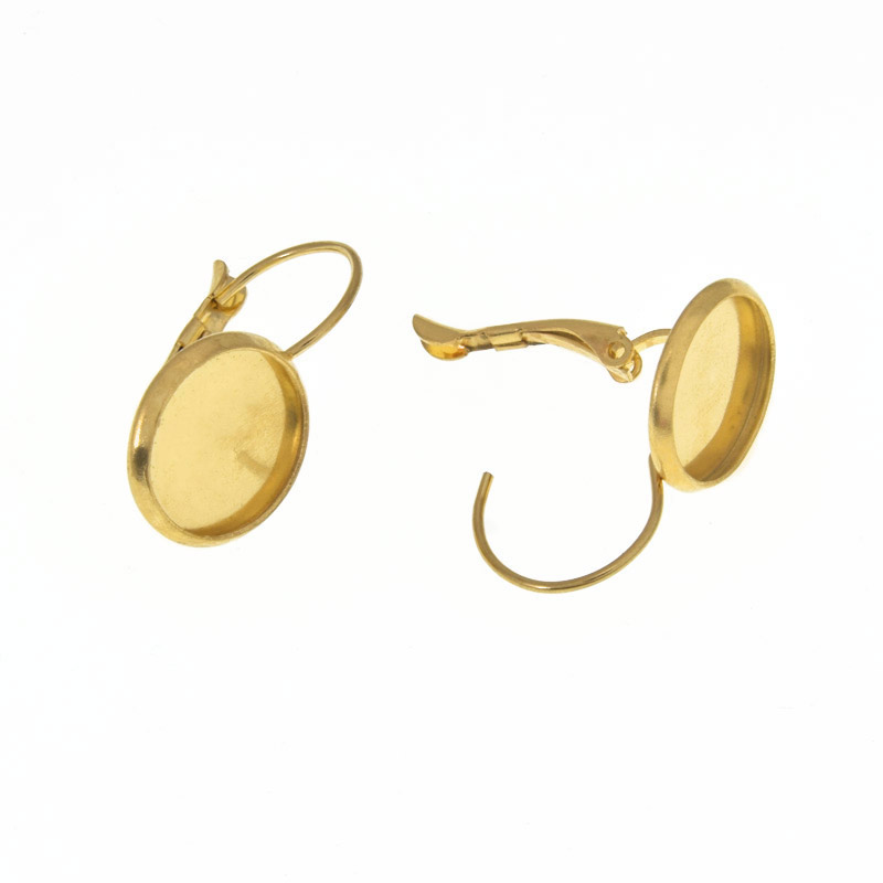 Швензи з нерж. сталі з майданчиком під кабошон 12 мм, 23х14 мм, Золото (STL-060519)